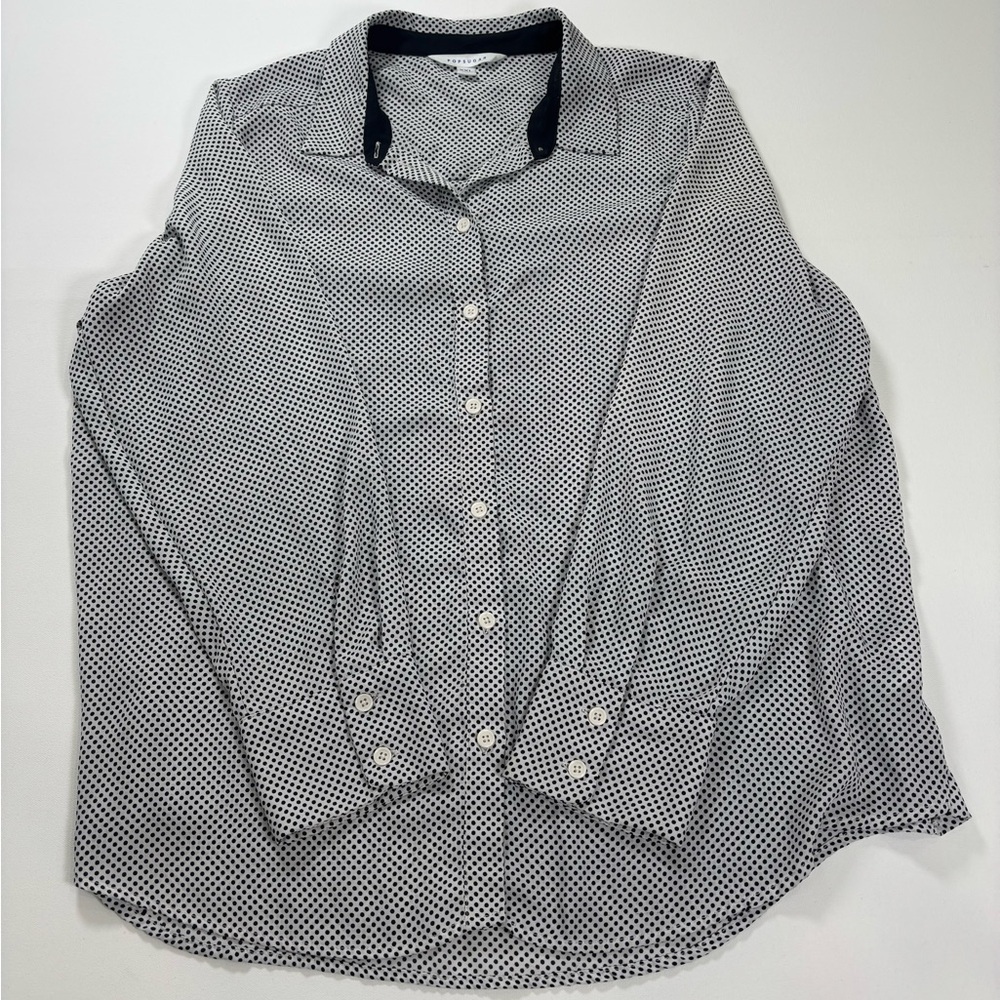 POPSUGAR White Button-Down Shirt with Black Polka Dots